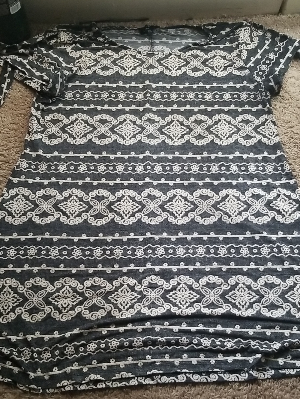 Black & White Short Sleeve Patterned Dress